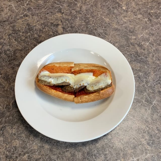 Small Homemade Meatball Parm Style Sub.